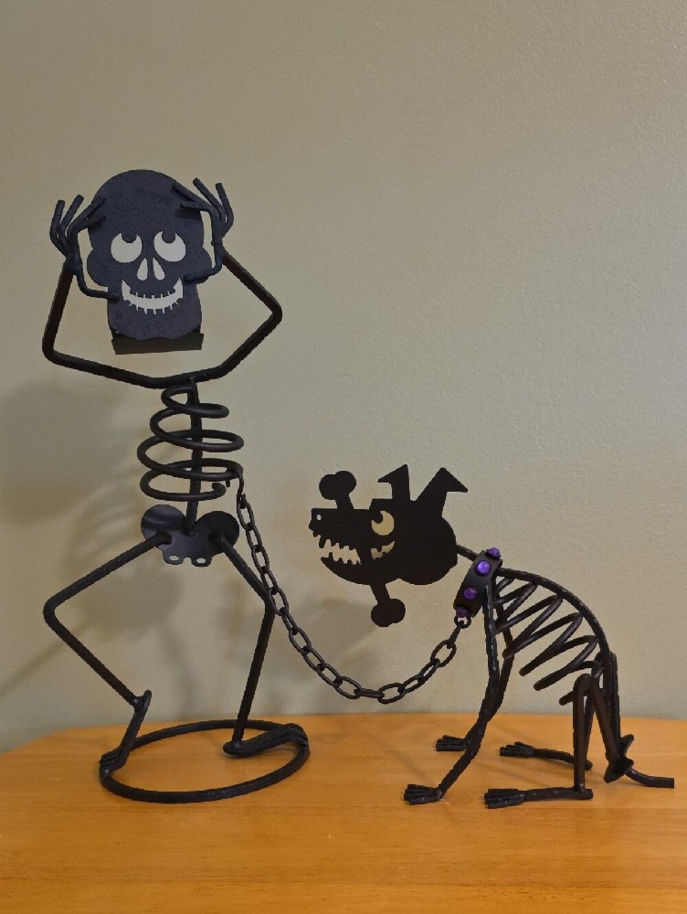 Vintage PartyLite Sticks the Dog & Mr. Bones Halloween Skeleton Candle Holders - Picture 2 of 10